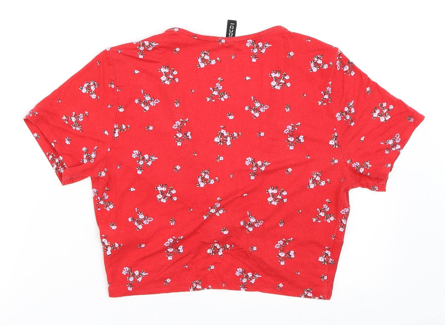 Womens UK Size M H&M Red Cropped T-Shirt