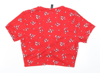Womens UK Size M H&M Red Cropped T-Shirt
