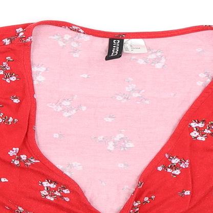 Womens UK Size M H&M Red Cropped T-Shirt