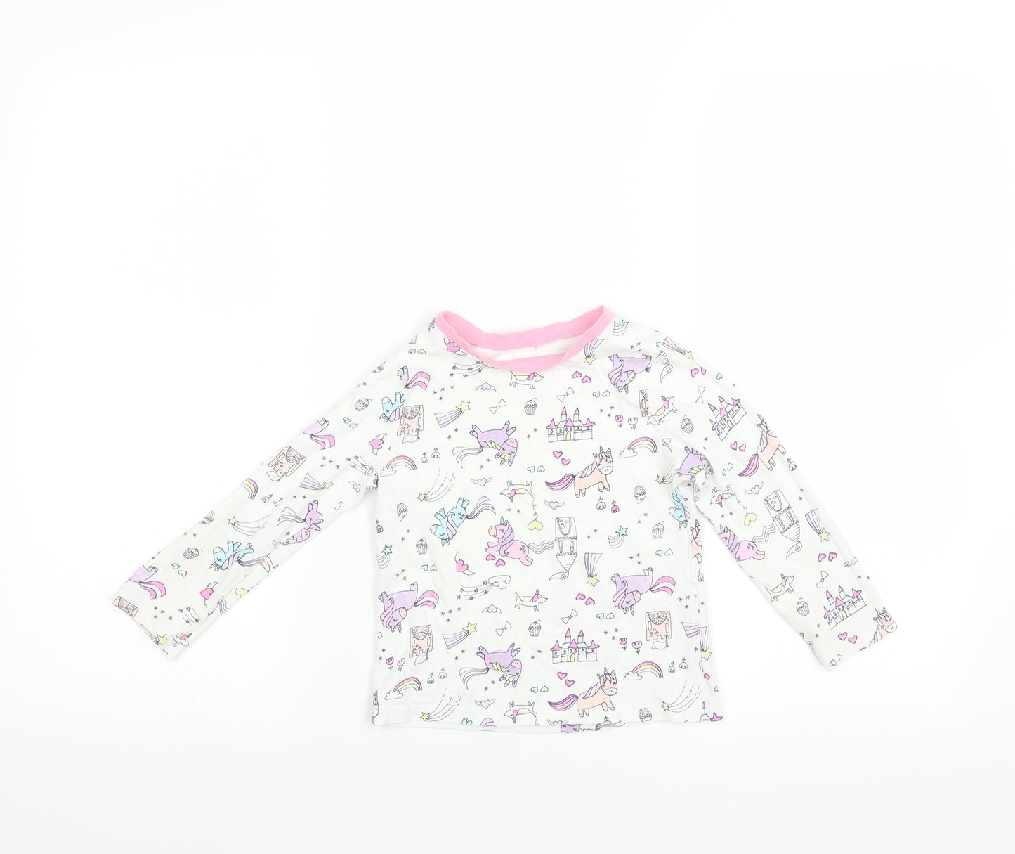 George Girls White   Basic T-Shirt Size 2-3 Years  - UNICORN