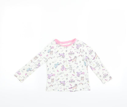 George Girls White   Basic T-Shirt Size 2-3 Years  - UNICORN