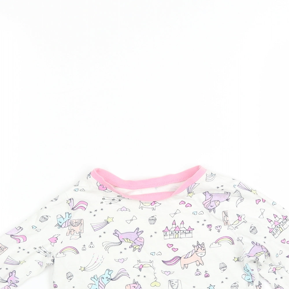 George Girls White   Basic T-Shirt Size 2-3 Years  - UNICORN