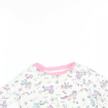 George Girls White   Basic T-Shirt Size 2-3 Years  - UNICORN