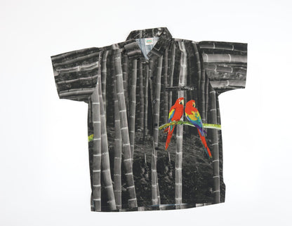 Mens UK Size XS Happy Bay Grey  Button-Up Short Sleeve Casual Shirt
