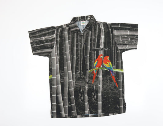 Mens UK Size XS Happy Bay Grey  Button-Up Short Sleeve Casual Shirt