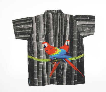 Mens UK Size XS Happy Bay Grey  Button-Up Short Sleeve Casual Shirt
