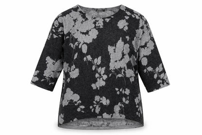 Roman Womens Grey Floral  Pullover Jumper Size 12