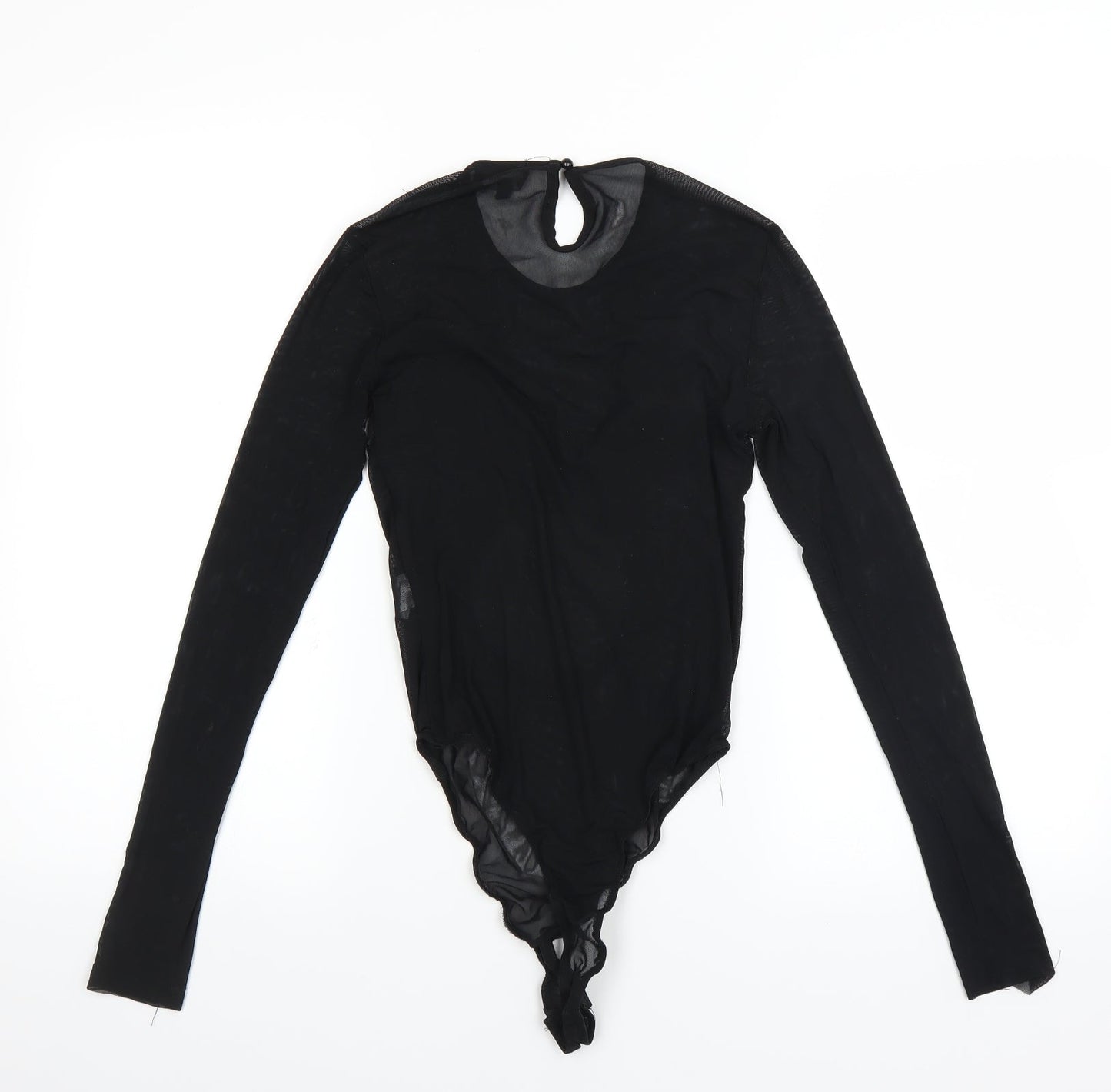 PRETTYLITTLETHING Womens Black   Bodysuit One-Piece Size 8  - Floral embroidery