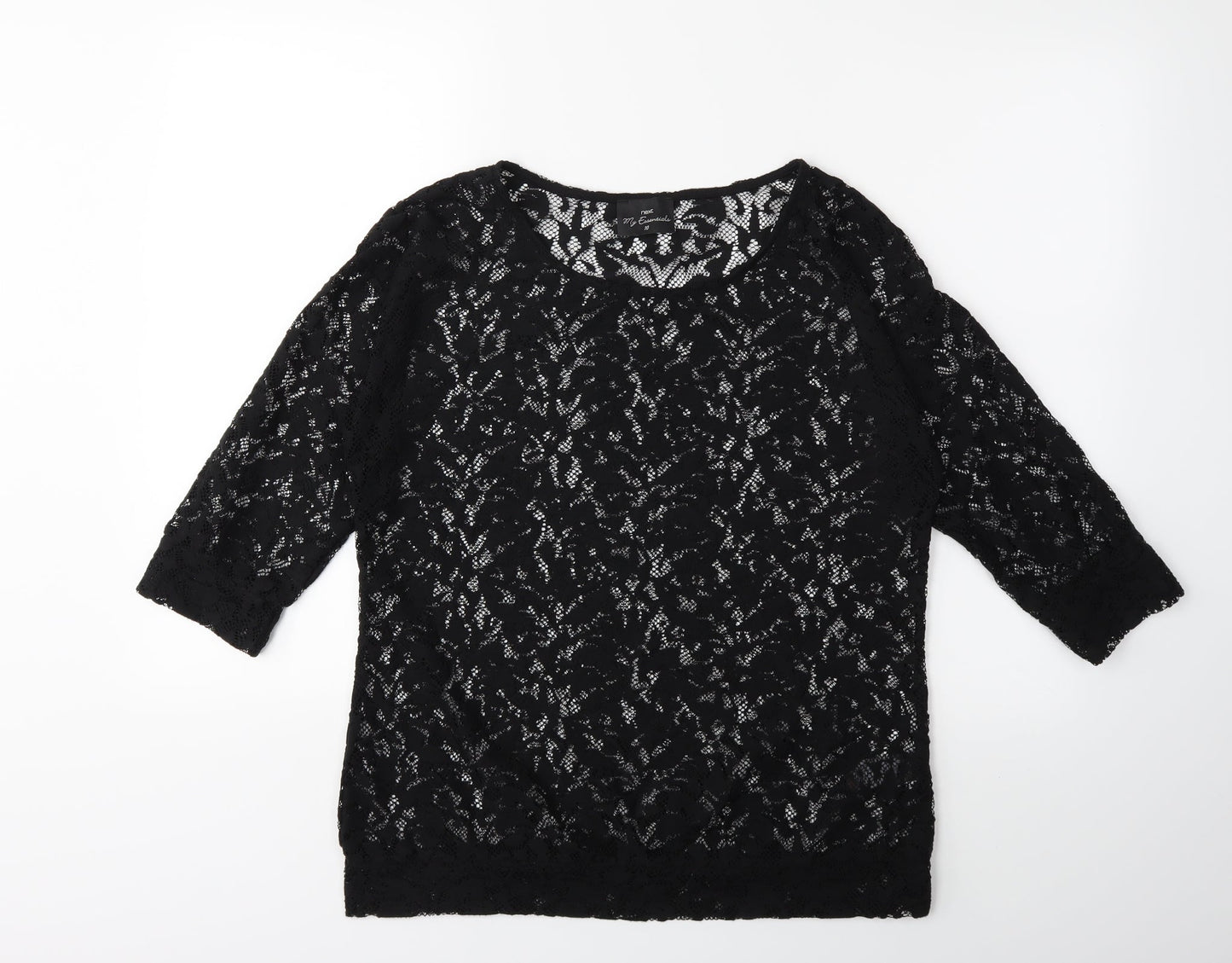 Womens UK Size 10 NEXT Black Basic T-Shirt