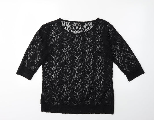 Womens UK Size 10 NEXT Black Basic T-Shirt