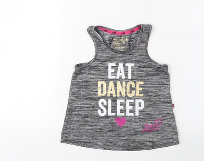 Jojo Silva Girls Grey   Basic Tank Size 6-7 Years