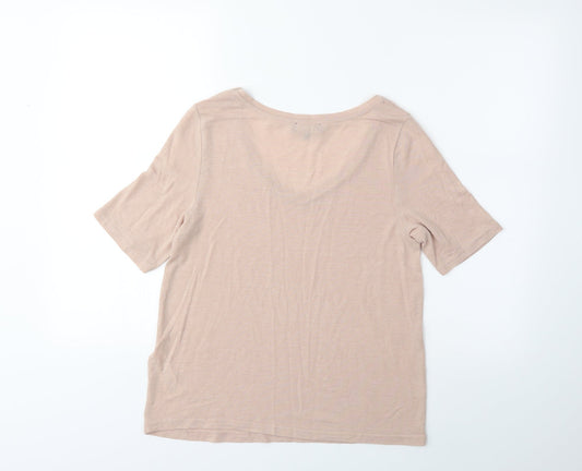 Womens UK Size 10 New Look Beige Basic T-Shirt