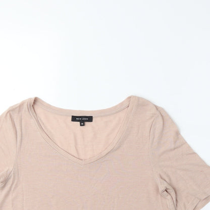 Womens UK Size 10 New Look Beige Basic T-Shirt