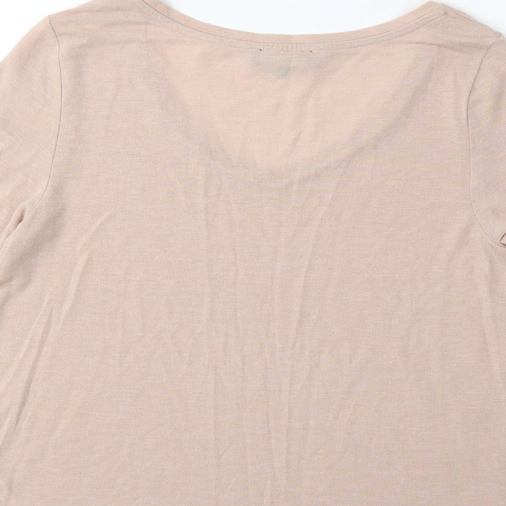 Womens UK Size 10 New Look Beige Basic T-Shirt