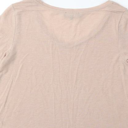 Womens UK Size 10 New Look Beige Basic T-Shirt