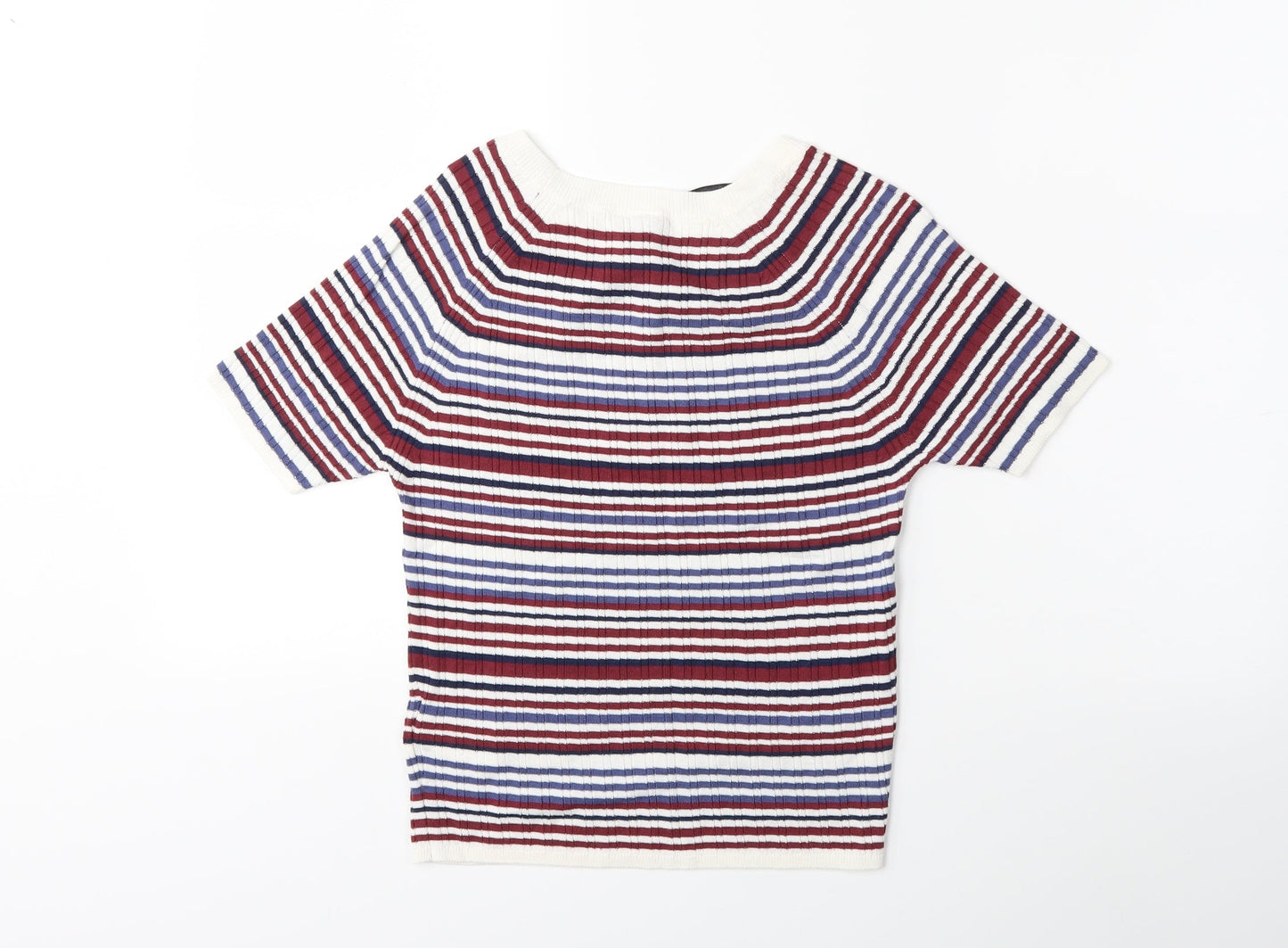 H&M Womens Red Striped Knit Pullover Jumper Size M