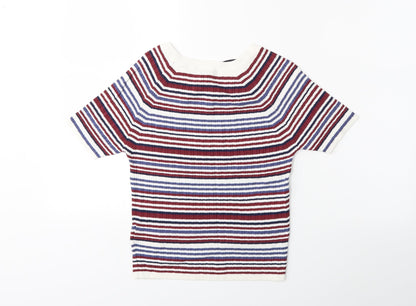 H&M Womens Red Striped Knit Pullover Jumper Size M