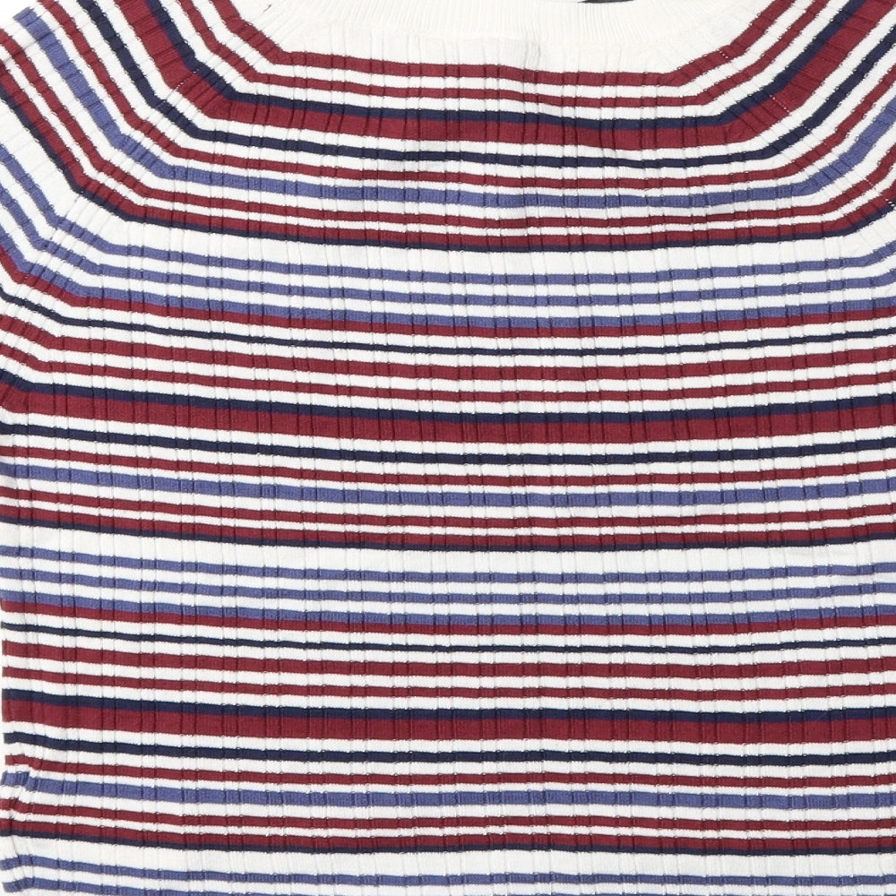 H&M Womens Red Striped Knit Pullover Jumper Size M