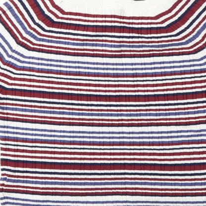 H&M Womens Red Striped Knit Pullover Jumper Size M