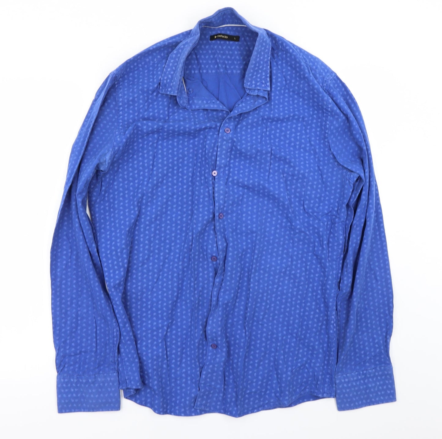 Mens UK Size L Defacto Blue  Button-Up Long Sleeve Casual Shirt