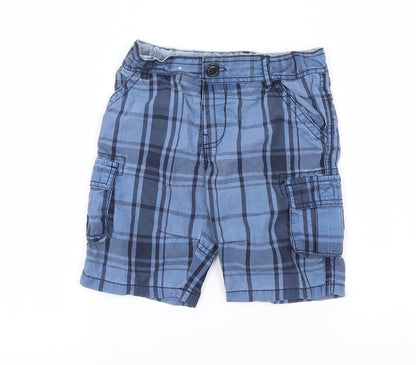 Preworn Boys Blue Check  Cargo Shorts Size 4-5 Years