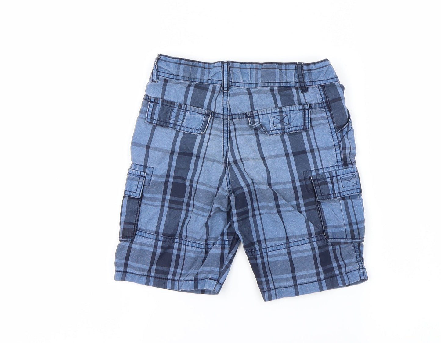 Preworn Boys Blue Check  Cargo Shorts Size 4-5 Years