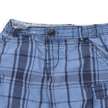 Preworn Boys Blue Check  Cargo Shorts Size 4-5 Years