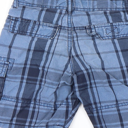 Preworn Boys Blue Check  Cargo Shorts Size 4-5 Years