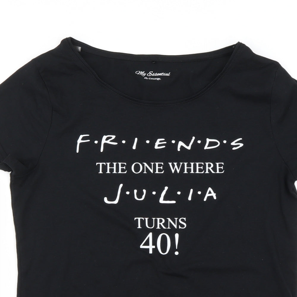 Womens UK Size 12 George Black Basic T-Shirt