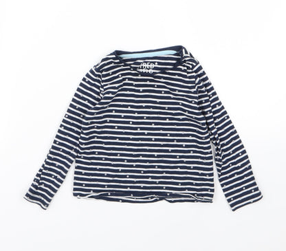 F&F Girls Blue Striped Jersey Basic T-Shirt Size 12-18 Months