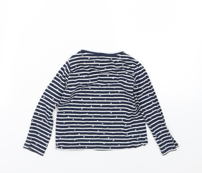 F&F Girls Blue Striped Jersey Basic T-Shirt Size 12-18 Months