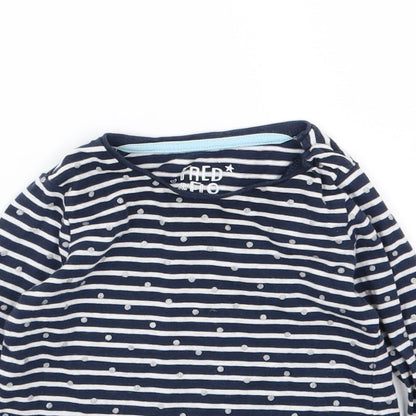 F&F Girls Blue Striped Jersey Basic T-Shirt Size 12-18 Months