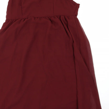 Kushi Womens Red Floral Chiffon A-Line  Size 10