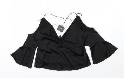 Topshop Womens Black   Cropped Blouse Size 4