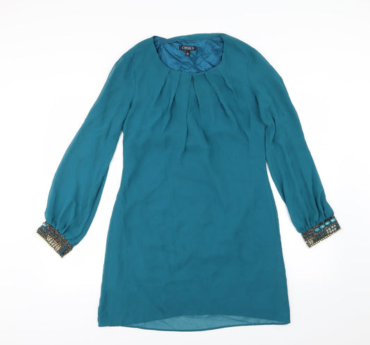 Amphora Womens Blue  Chiffon A-Line  Size 10