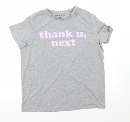 Womens UK Size M Bravado Grey Basic T-Shirt