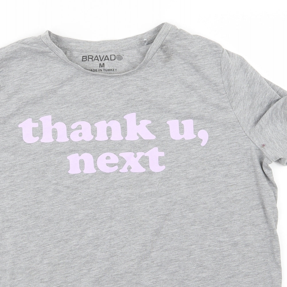 Womens UK Size M Bravado Grey Basic T-Shirt