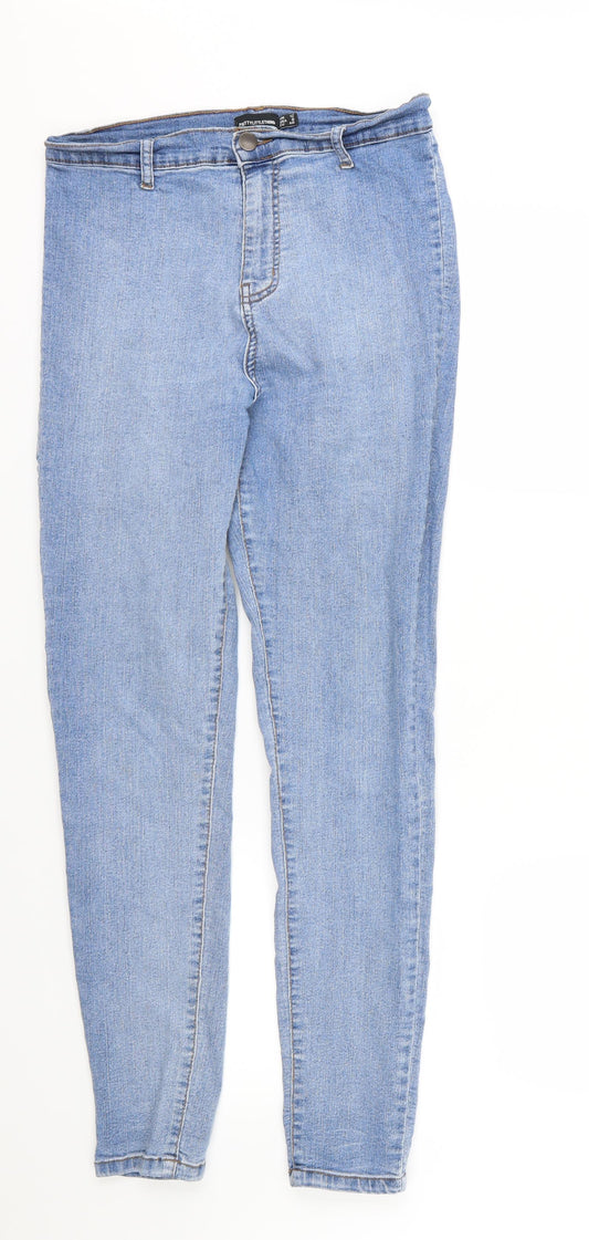 PRETTYLITTLETHING Womens Blue  Denim Skinny Jeans Size 12 L30 in
