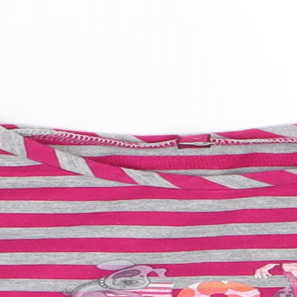 Preworn Girls Pink Striped Jersey Cropped T-Shirt Size 5 Years  - Cool