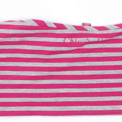 Preworn Girls Pink Striped Jersey Cropped T-Shirt Size 5 Years  - Cool
