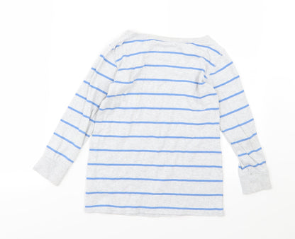 NEXT Girls Grey Striped Jersey Pullover Sweatshirt Size 8 Years  - Hey