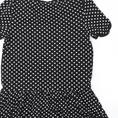 NEXT Girls Black  Jersey Basic T-Shirt Size 9 Years  - Star print