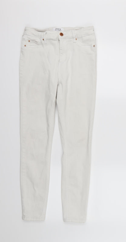 Miss Selfridge Womens White  Denim Skinny Jeans Size 12 L27 in