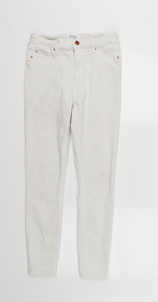 Miss Selfridge Womens White  Denim Skinny Jeans Size 12 L27 in