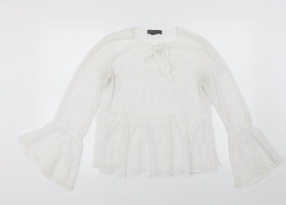 Primark Womens White Polka Dot Chiffon Basic Blouse Size 8