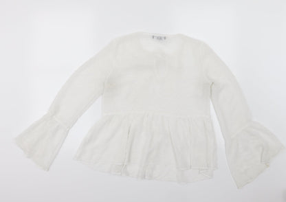 Primark Womens White Polka Dot Chiffon Basic Blouse Size 8