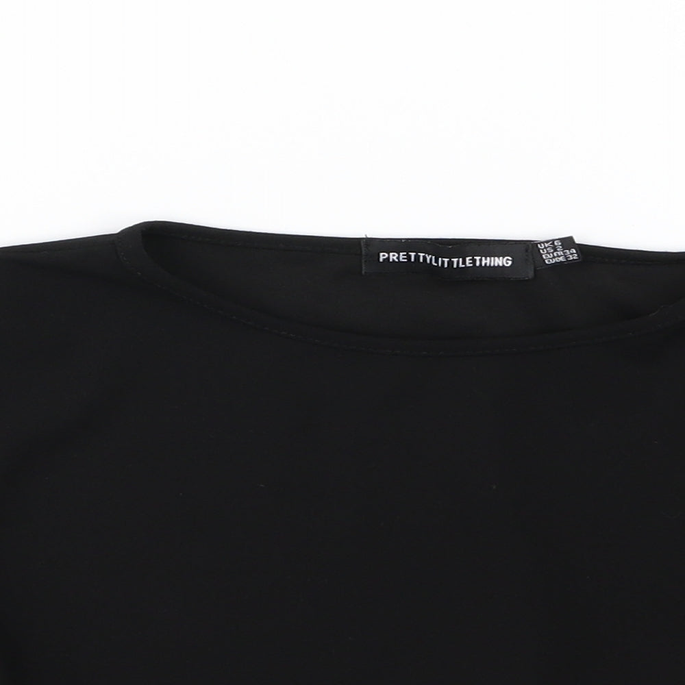PRETTYLITTLETHING Womens Black   Basic Blouse Size 6