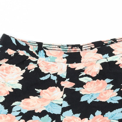 Papaya Womens Black Floral  Paperbag Shorts Size 8