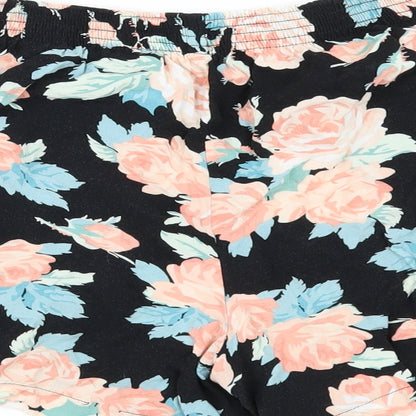 Papaya Womens Black Floral  Paperbag Shorts Size 8