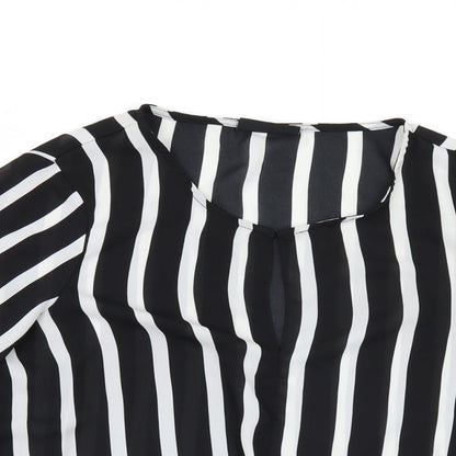 Wallis Womens Black Striped  Basic Blouse Size 12